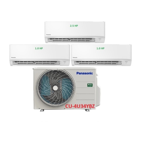 10.Máy Lạnh Multi Panasonic Inverter 1 Dàn Nóng 4 Hp + 3 Dàn Lạnh Treo Tường 1 Hp-2.5 Hp 