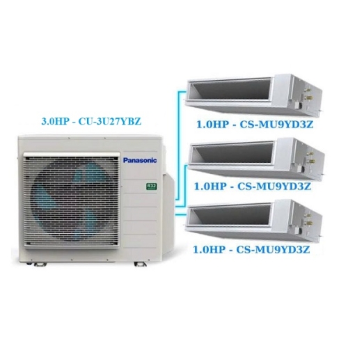 Combo Multi Panasonic Inverter 3 HP CU-3U27YBZ/CS-MU9YD3Z
