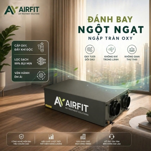 Thiết bị thông gió thu hồi nhiệt AIRFIT 1200m3/h KRU - 120THP
